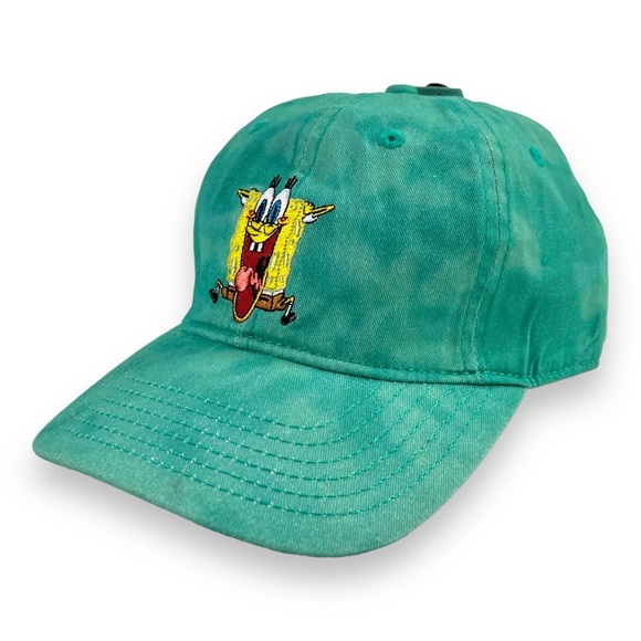 ADULT SpongeBob SquarePants Aqua Blue Tie Dye Hat Cap Adjustable Embroidered NEW - Picture 6 of 15